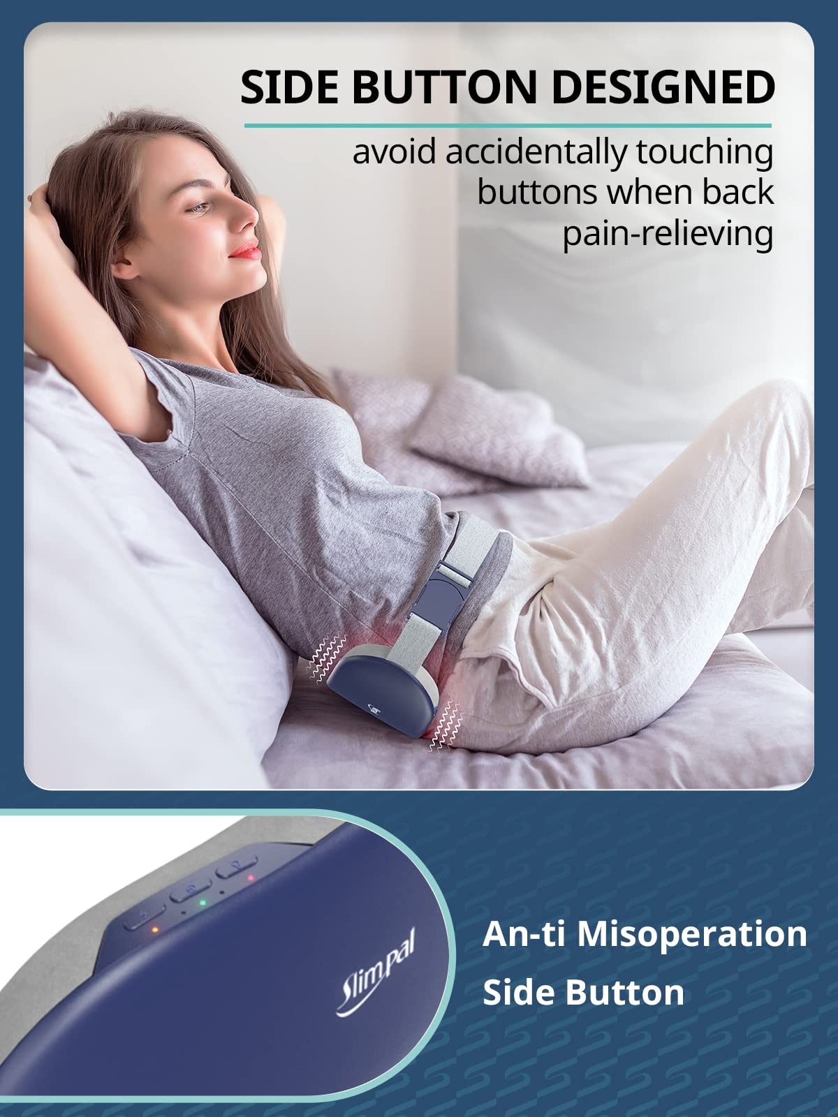 slimpal cordless heating pad for period cramp pain side button design aviod wrong click