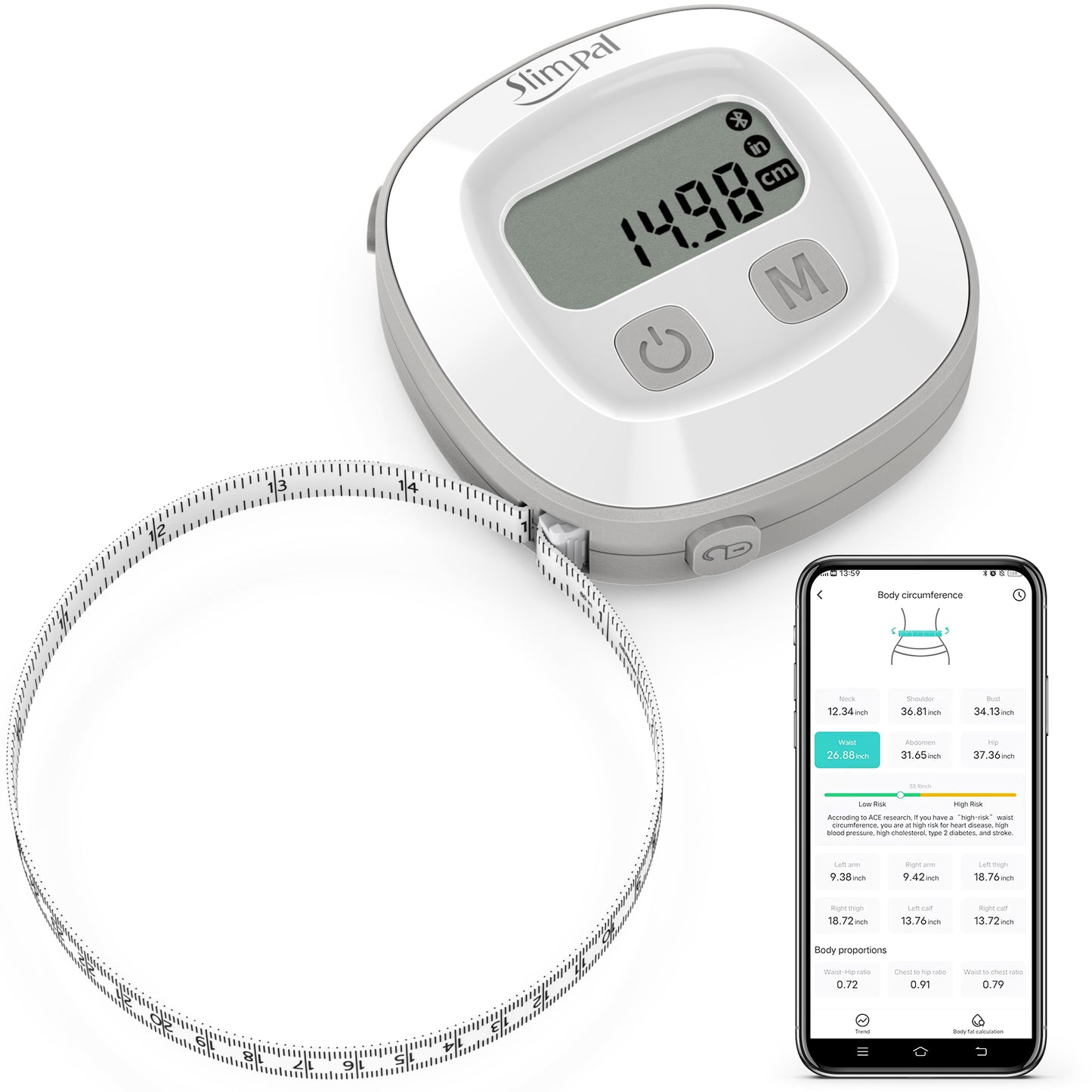 Measuring Tape for Body, Purenext Smart Body Tape Measure with LED Display,  Digital Retractable Body Measuring Tape for Fitness, Muscle Gain