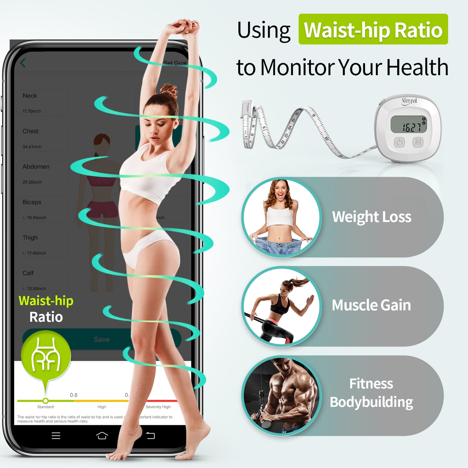 Handheld Body Fat Loss Monitor Smart Body Fat Scale BMI Meter Fat Analyzer  Monitor Measure Device for Fitness Bodybuilding Muscle Gain Weight Loss